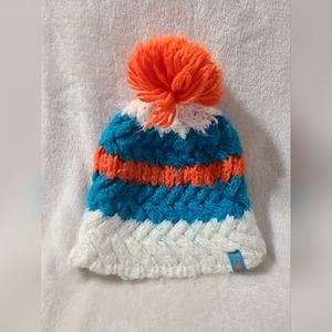 4F Knit TRI color pom pom Beanie size L/XL white blue orange
